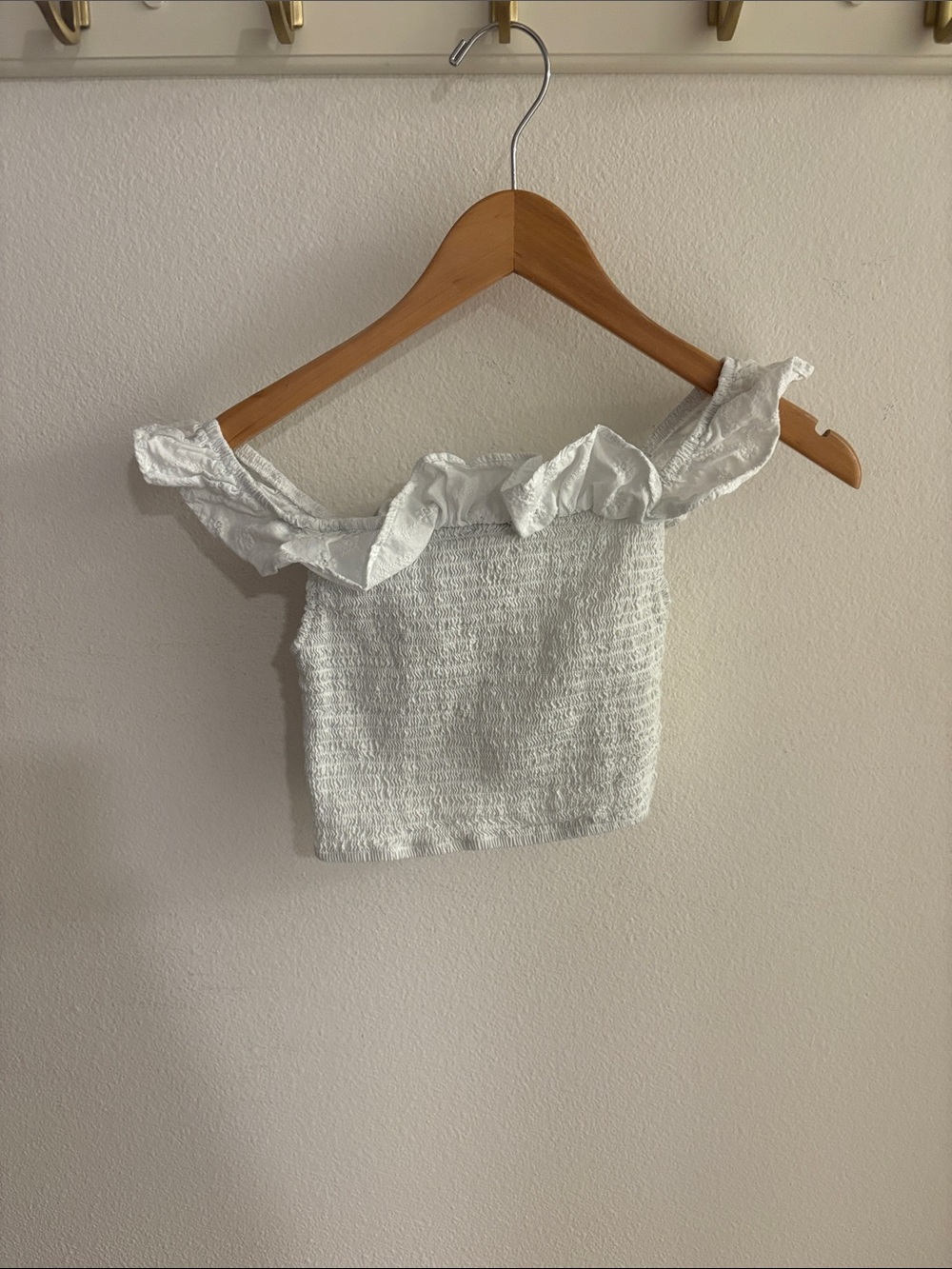 Target White Ruffled Off-Shoulder Smocked Crop Top